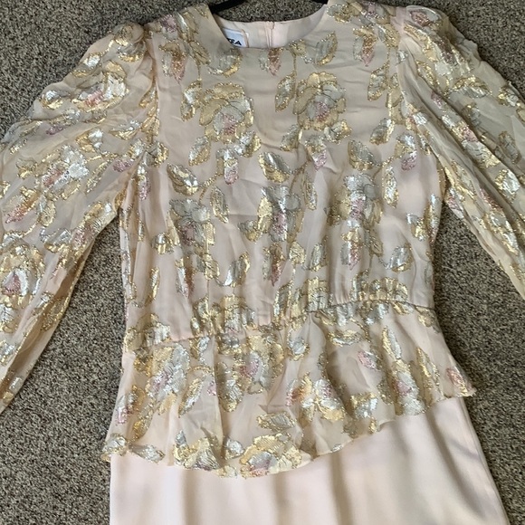 PATRA beautiful metallic sliver gold floral prints on top midi dress Far… - Picture 11 of 13